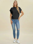 Double Take Full Size Mock Neck Short Sleeve Sweater  Style Ratio