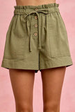 SO ME Paper Bag Patch Pocket Drawstring Twill Shorts  Style Ratio