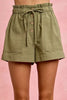 SO ME Paper Bag Patch Pocket Drawstring Twill Shorts  Style Ratio