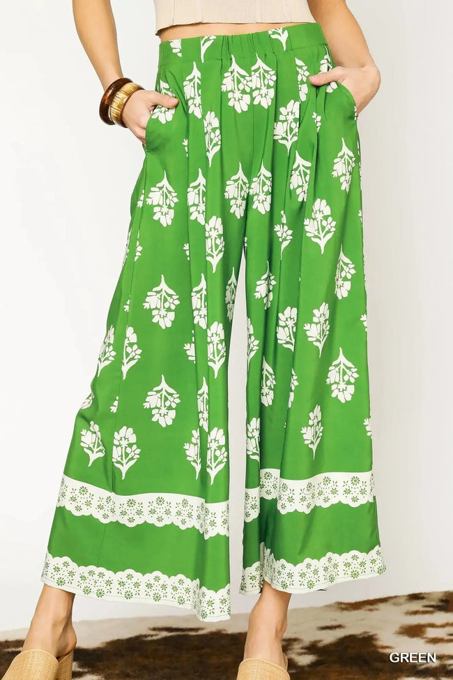 Umgee Floral Pleated Wide Leg Pants  Style Ratio