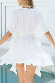 Ruffled Smocked Waist V-Neck Cover-Up  Style Ratio