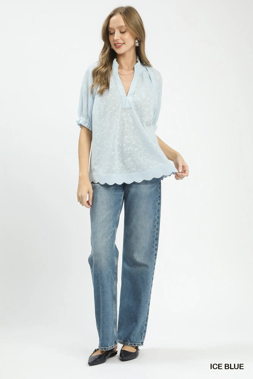 Umgee Textured Pintuck Blouse  Style Ratio
