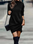 Turtleneck Long Sleeve Asymmetrical Hem Mini Dress  Style Ratio