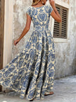 Printed Cap Sleeve Maxi Dress  Style Ratio
