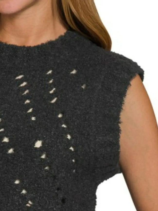 Zenana Openwork Textured Wool Sweater Vest  Style Ratio