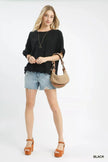 Umgee Linen Frayed Hem Scallop Edge Top  Style Ratio