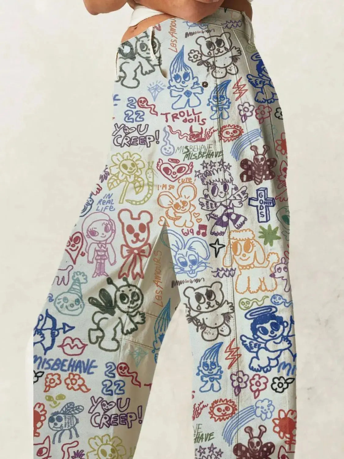 Printed Wide Leg Jeans  Style Ratio