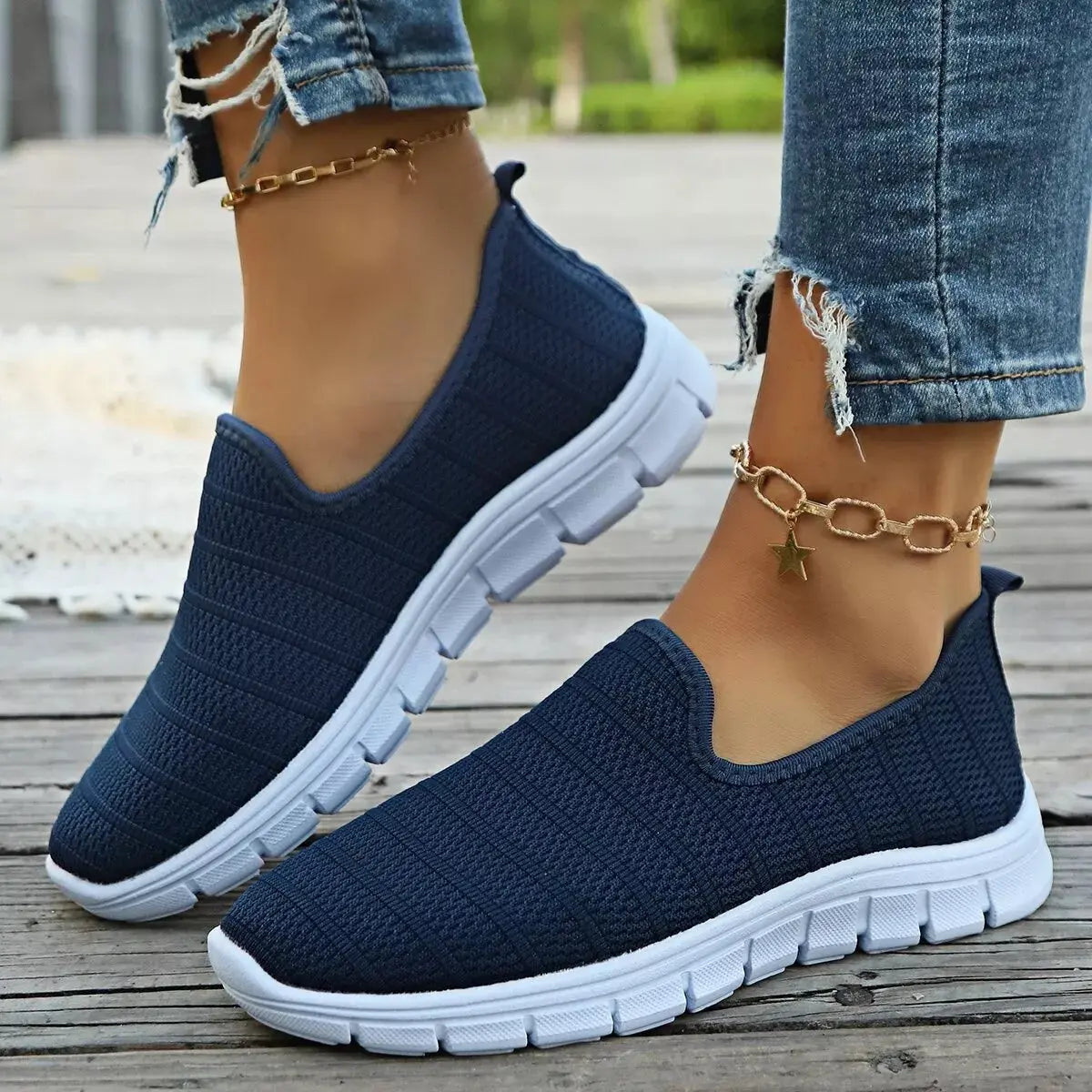 Round Toe Mesh Slip-Ons  Style Ratio