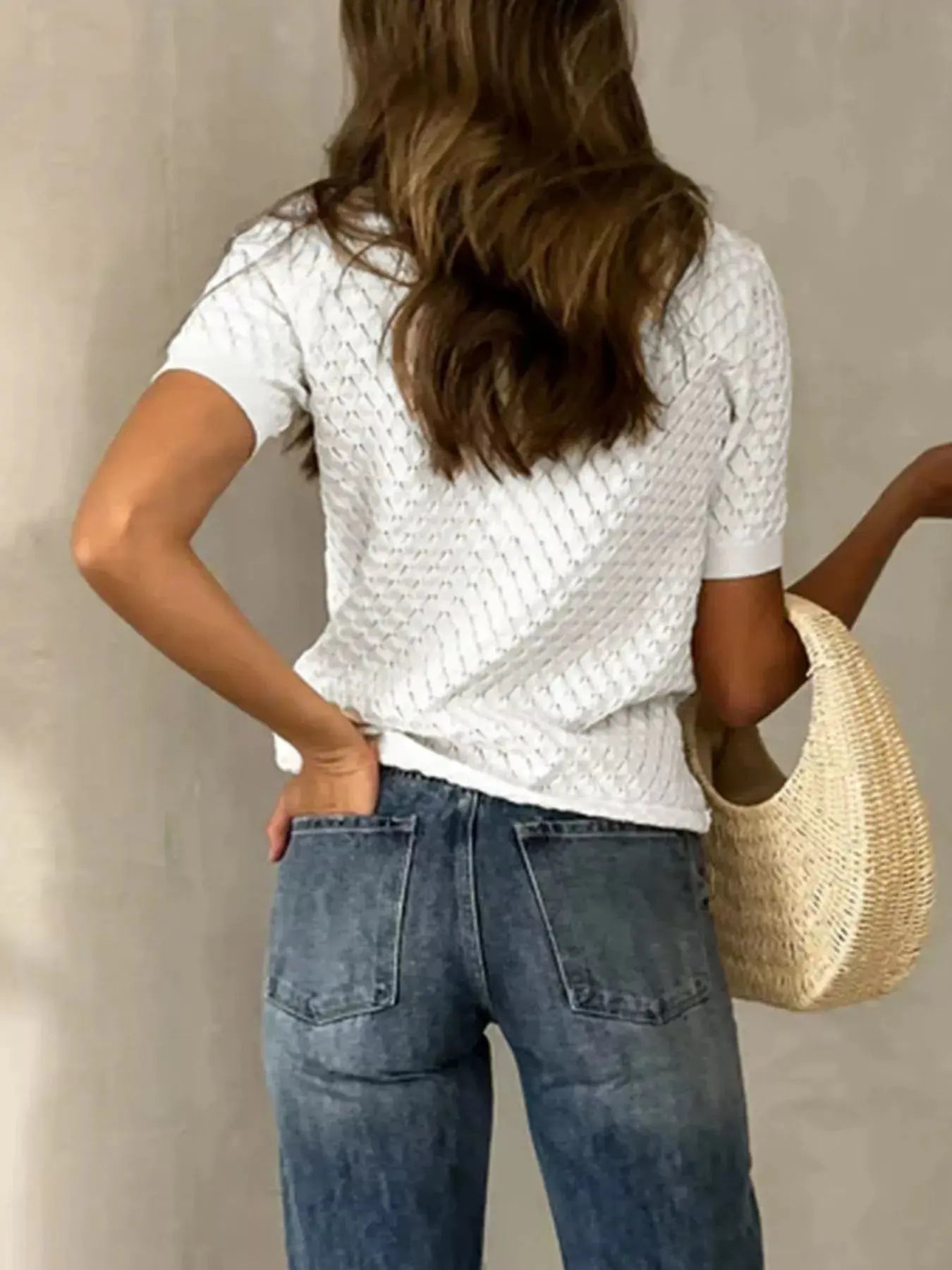 Textured Short Sleeve Knit Top  Style Ratio