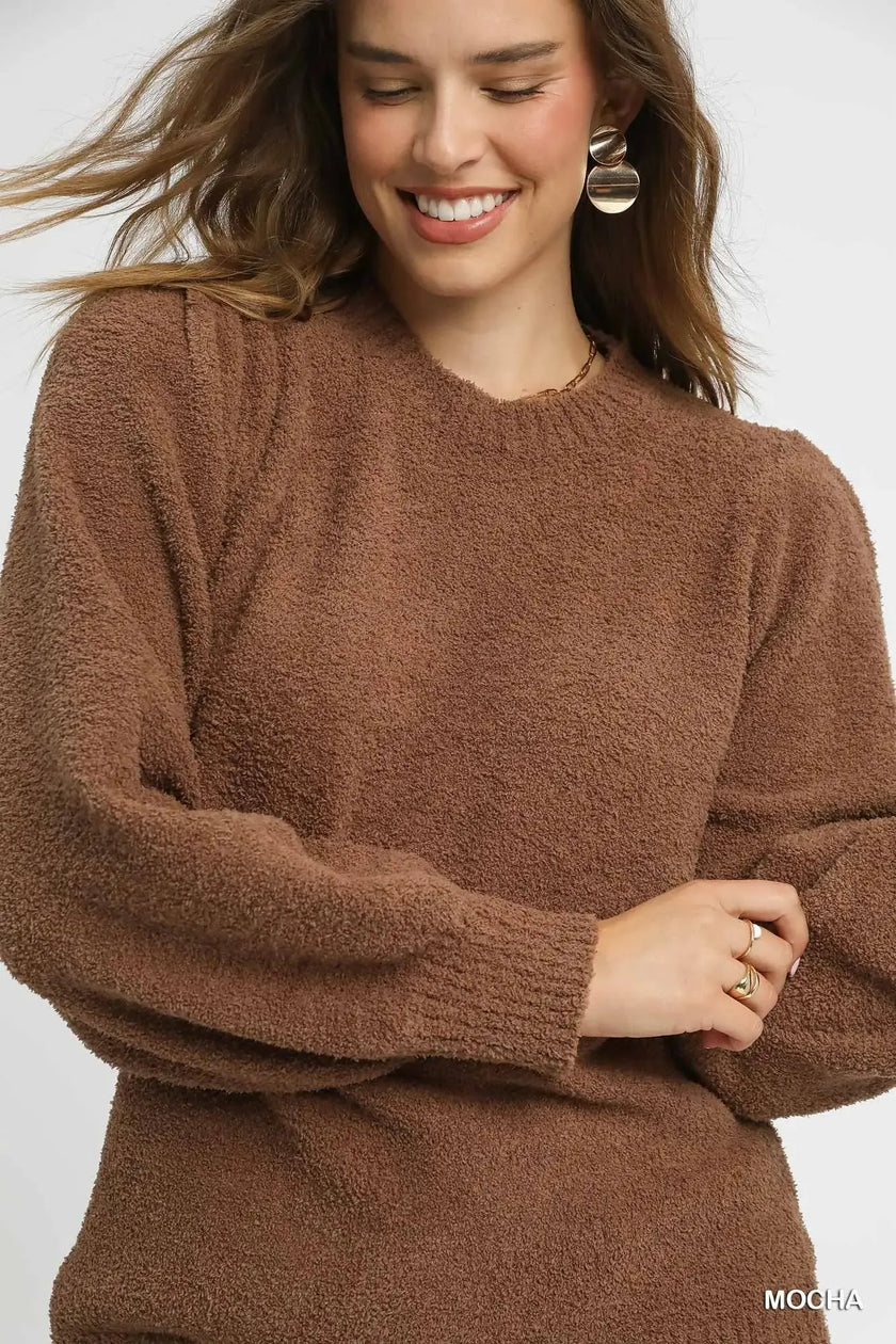 Umgee Textured Long Sleeve Sweater with Ribbed Trim  Style Ratio
