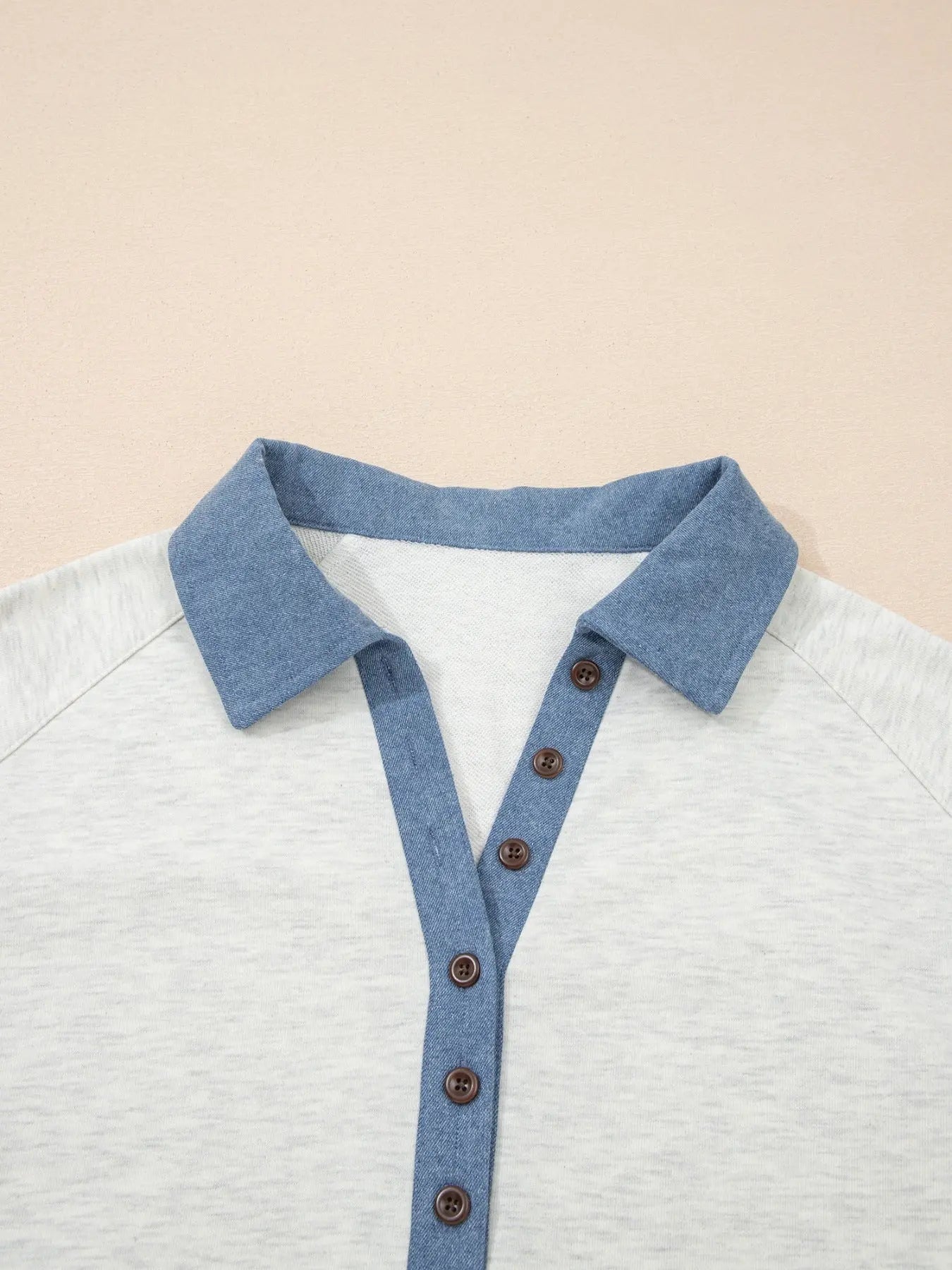 Color Block Button Detail Long Sleeve Shirt  Style Ratio