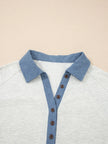 Color Block Button Detail Long Sleeve Shirt  Style Ratio