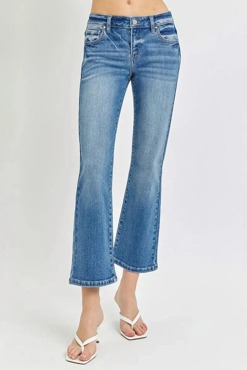 RISEN Full Size Low Rise Crop Flare Jeans Plus Size  Style Ratio