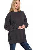 Zenana Oversized Round Neck Fleece Tunic Sweatshirt  Style Ratio