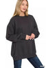 Zenana Oversized Round Neck Fleece Tunic Sweatshirt  Style Ratio