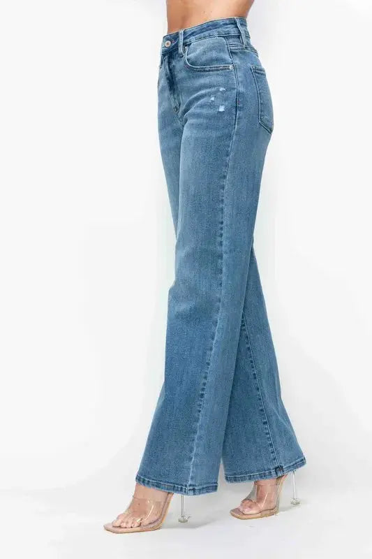 bytos Full Size High Rise Wide Leg Jeans with Pockets  Style Ratio