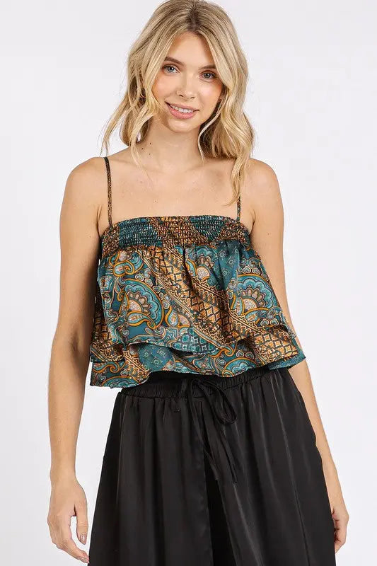 Mittoshop Paisley Patchwork Satin Ruffle Cami  Style Ratio