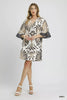 Umgee Abstract Print Kimono Sleeve Mini Dress  Style Ratio