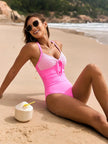 Lace Detail Crisscross Back One Piece Swimwear  Style Ratio