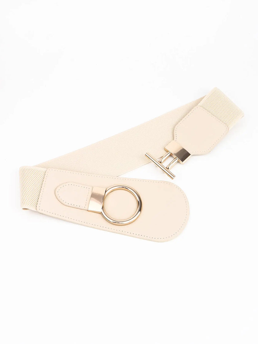 PU Elastic Wide Belt with Alloy Buckle  Style Ratio