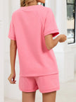 Notched Short Sleeve Top and Shorts Set  Style Ratio