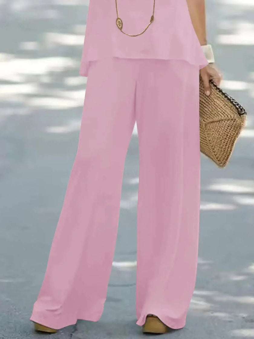 Halter Top and Wide Leg Pants Matching Set  Style Ratio