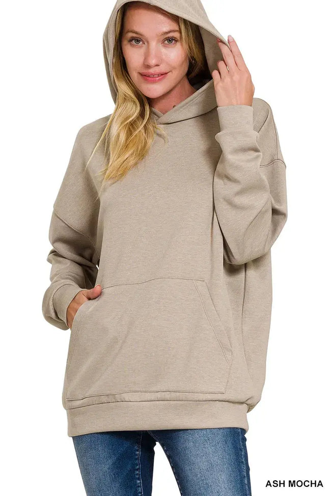 Zenana Oversized Scuba Hoodie with Kangaroo Pocket  Style Ratio