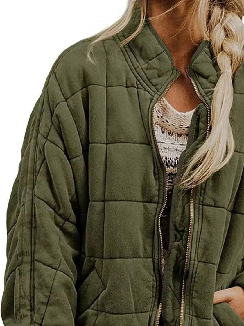 Quilted Zip Up Outerwear  Style Ratio