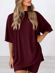 Full Size Relaxed Fit Top and Shorts Two-Piece Set  Style Ratio