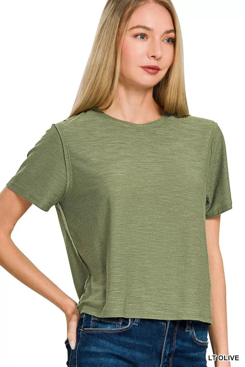 Zenana Slub Short Sleeve Tee  Style Ratio