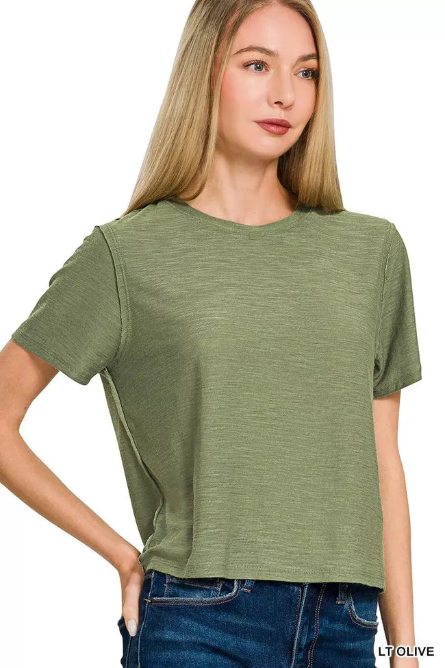 Zenana Slub Short Sleeve Tee  Style Ratio