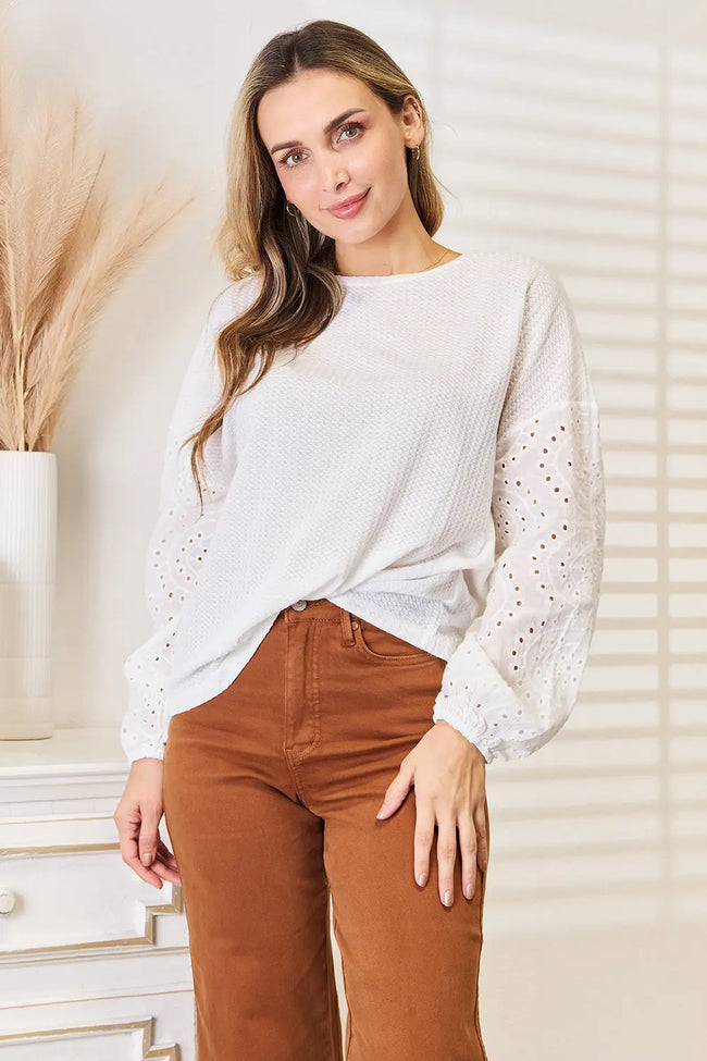 Shiny Eyelet Blouse  Style Ratio