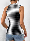 Striped Cutout Shoulder Tank Top  Style Ratio