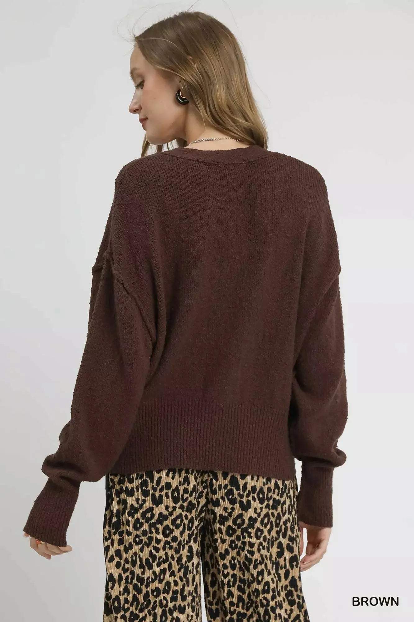 Umgee Button-Front V Neck Knit Cardigan  Style Ratio