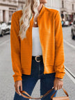 Textured Zip-Up Long Sleeve Jacket  Style Ratio