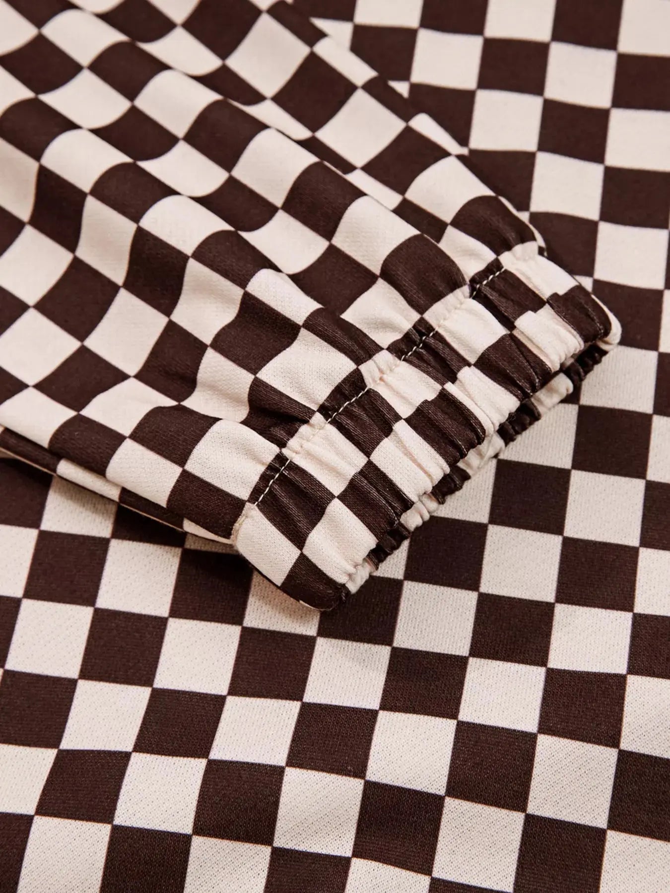Checkered Drawstring Hoodie and Pants Set  Style Ratio