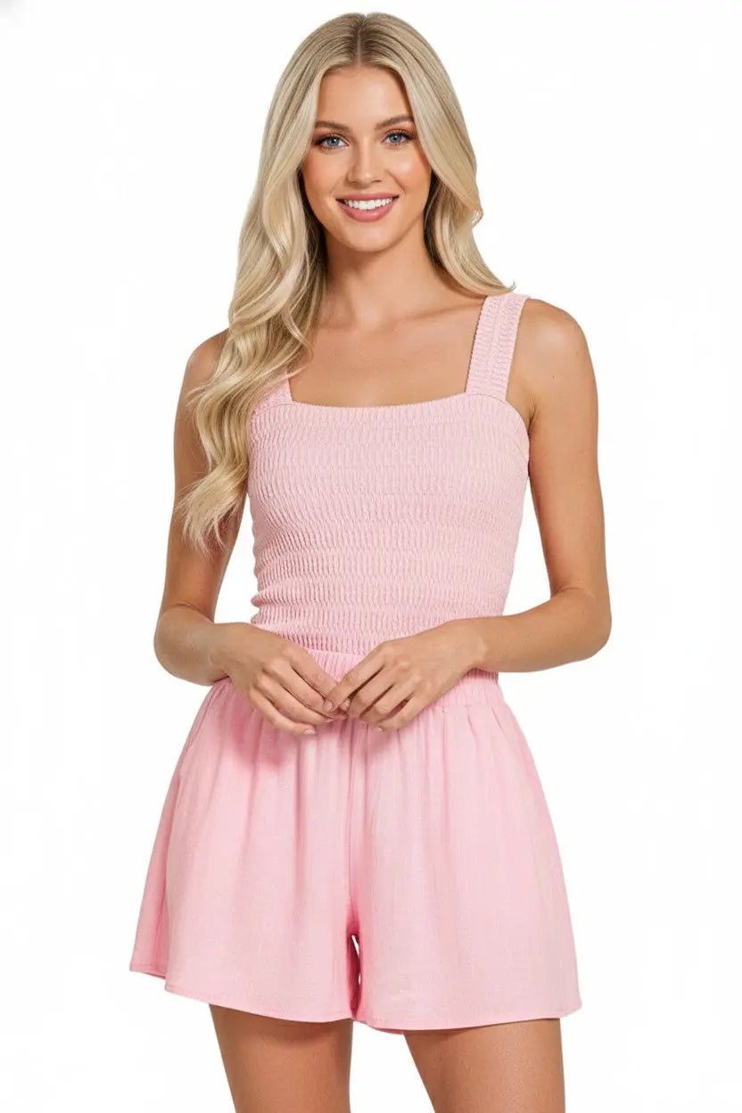 Zenana Woven Elastic Band Shorts With Pocket  Style Ratio