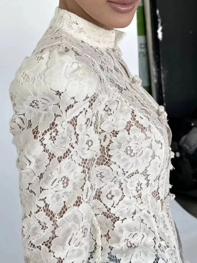 Lace Button-Up Shirt  Style Ratio