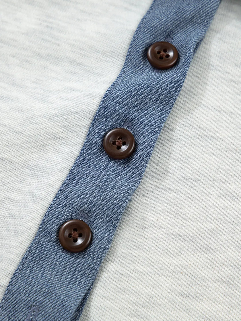 Contrast Trim Button Detail Short Sleeve Shirt  Style Ratio