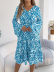 Floral Print Smocked Ruffle Hem Flared Sleeve Dress  Style Ratio