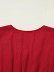 Contrast Embroidered Detail Cinched Waist Tiered Long Sleeve Maxi Dress  Style Ratio