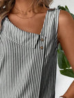 Decorative Button Asymmetrical Striped Tank Top  Style Ratio