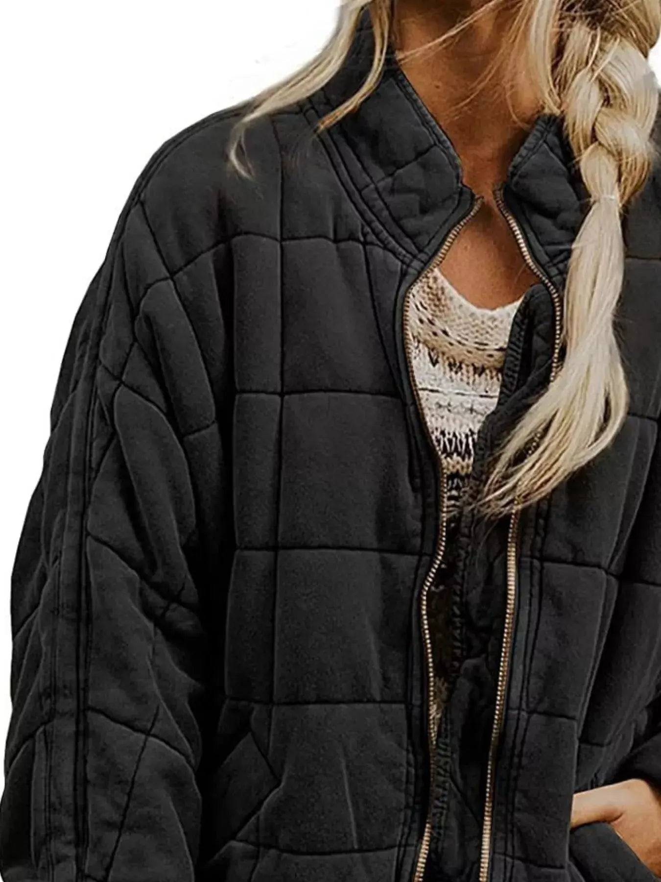 Quilted Zip Up Outerwear  Style Ratio