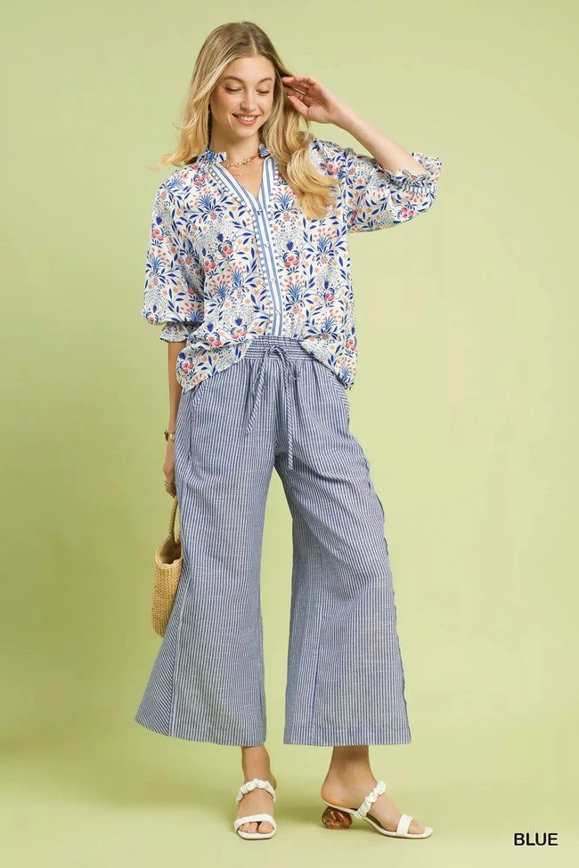 Umgee Linen Blend Striped Wide Leg Pants  Style Ratio