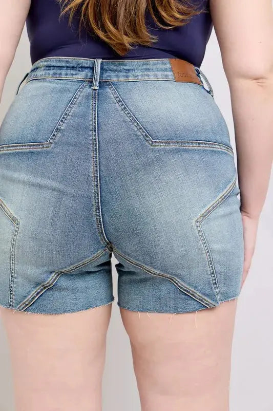 Judy Blue High Waist Star Seam Detail Denim Shorts  Style Ratio