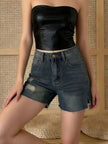 Distressed Slit Denim Shorts  Style Ratio