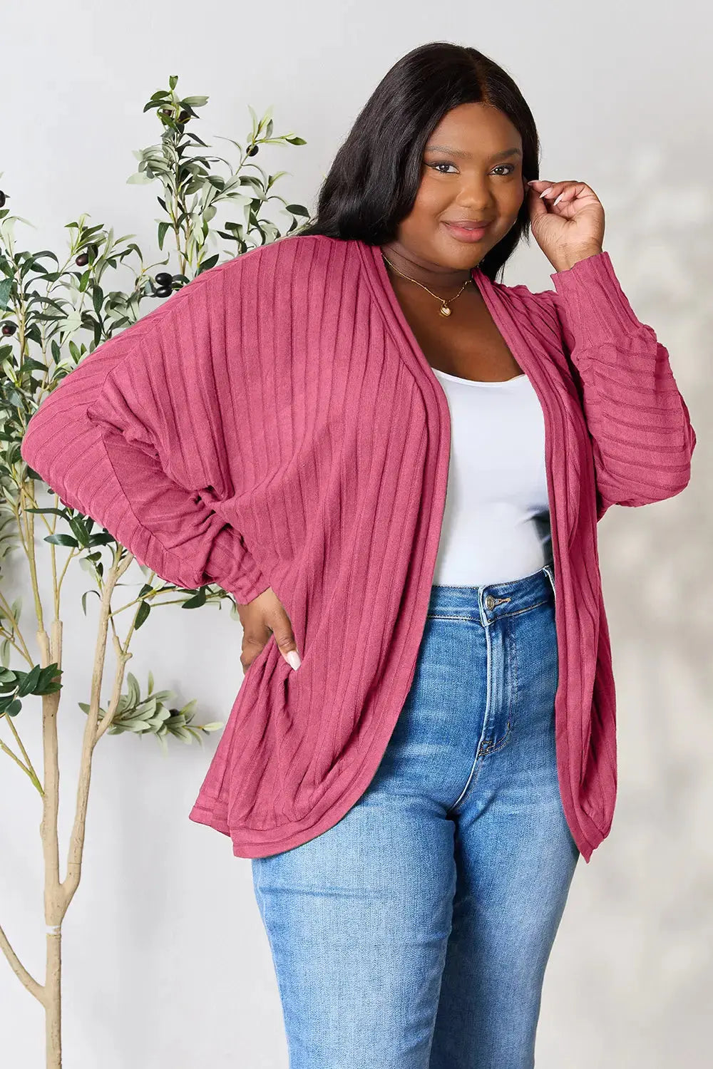 Basic Bae Full Size Ribbed Cocoon Cardigan  Style Ratio