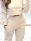 Casual Chic Cropped Sweatshirt and Jogger Set  Style Ratio