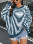 Striped Round Neck Drop Shoulder Sweater  Style Ratio