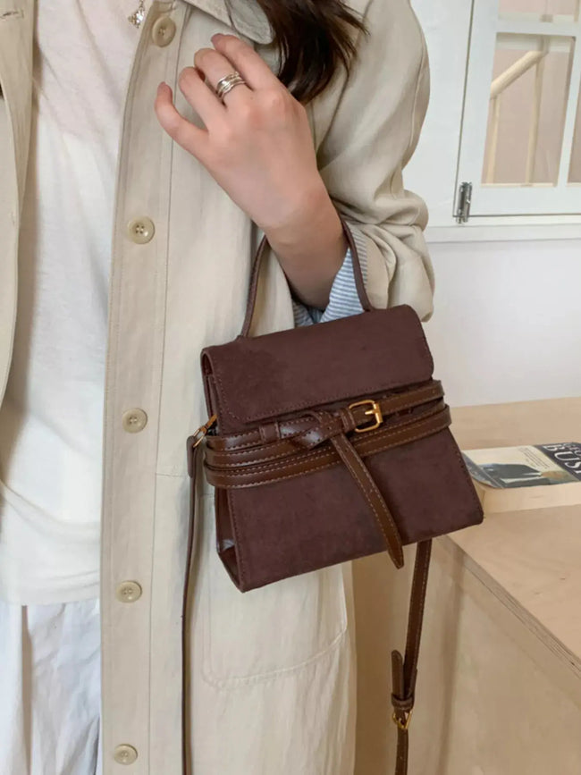 Suede Buckle Decor Crossbody Bag  Style Ratio